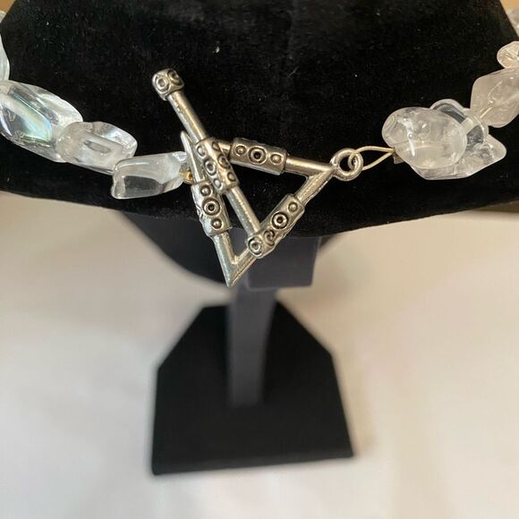 Boho Quartz Crystal Chunk Beaded Necklace 17.5 in Indie Vanguard Artsy Bohemian - Picture 3 of 7
